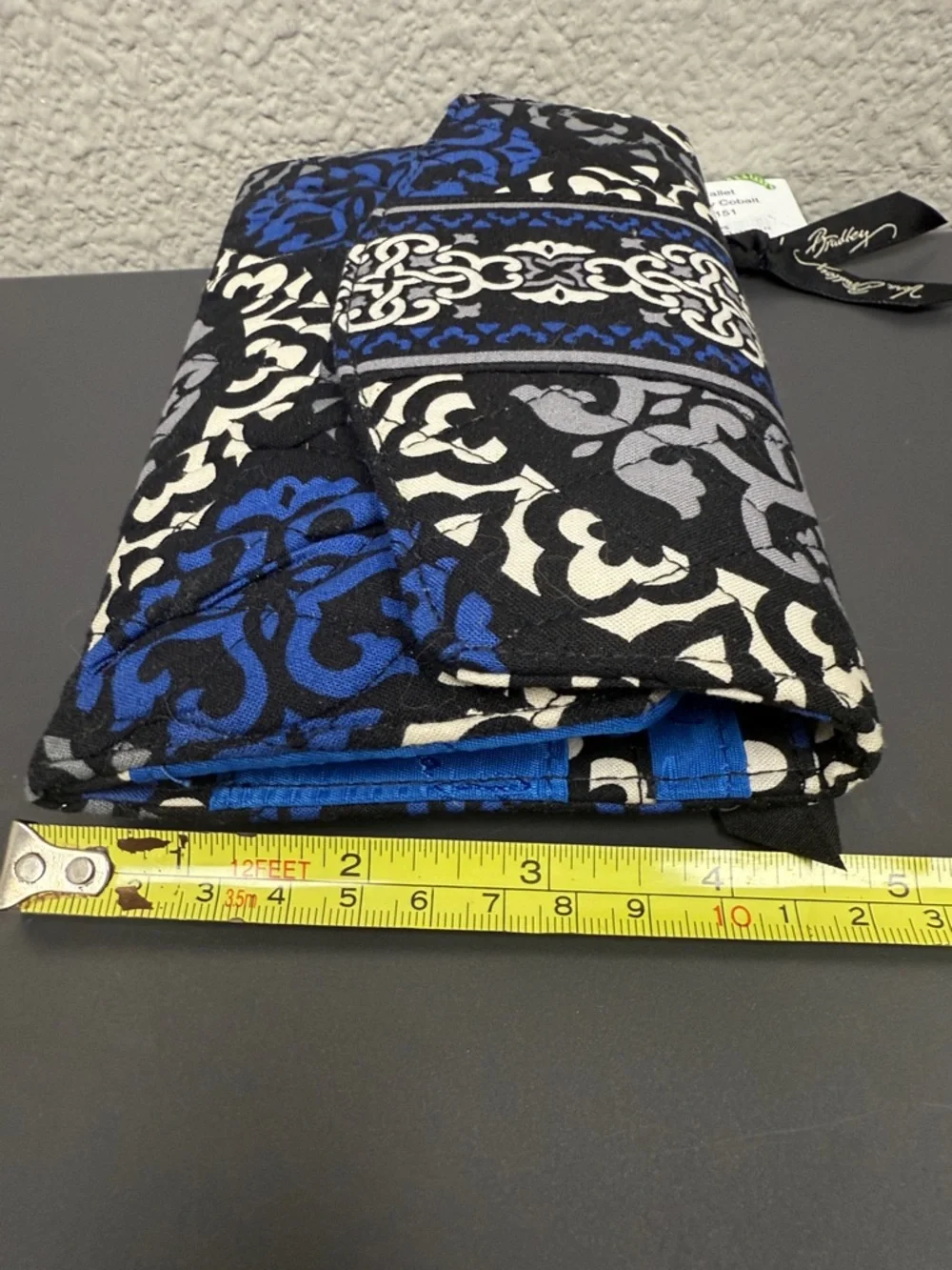 Vera Bradley Blue & Black Canterberry Cobalt Patterned Quilted Crossbody Clutch
